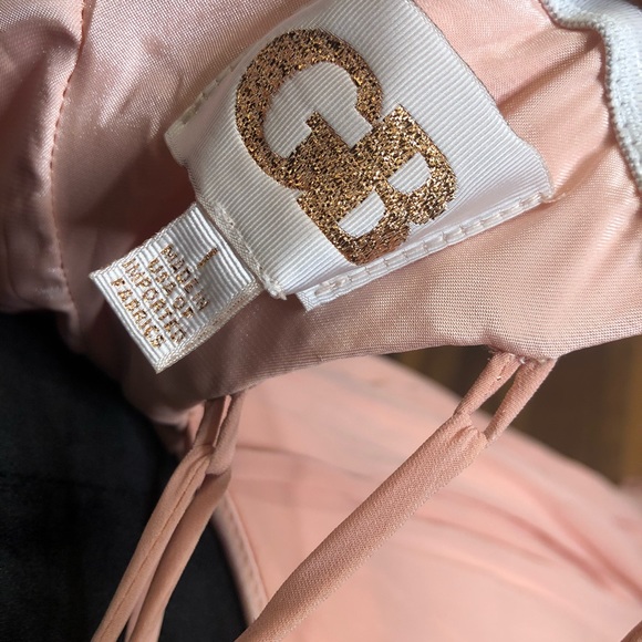 Gianni Bini Plunging Neckline Corset Back Prom Bridesmaid Pink Dress w/Side Slit - Picture 4 of 9